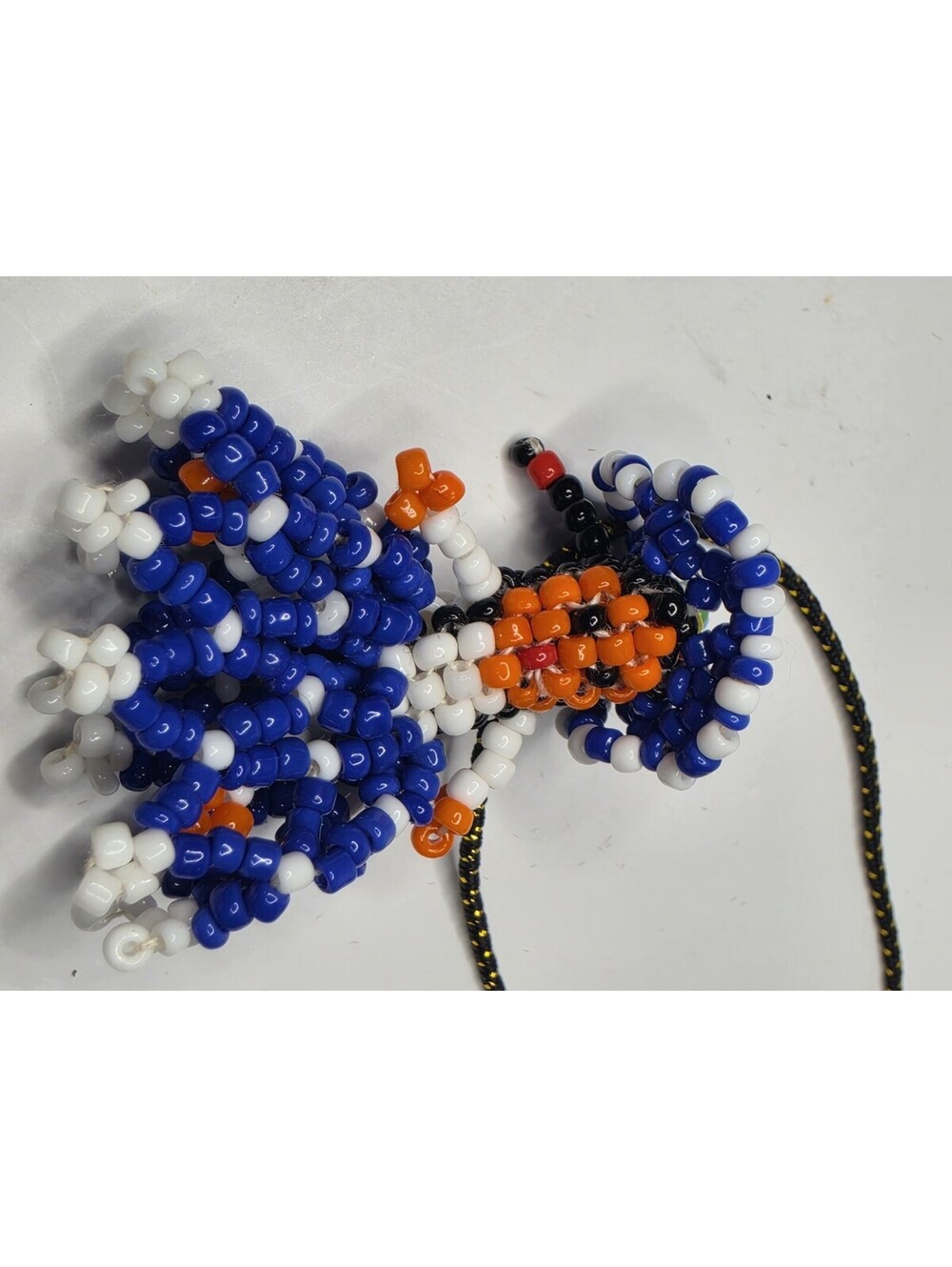 Vintage SEED BEAD Native American Woman Lady Handmade Bead Pendant Keychain 2"